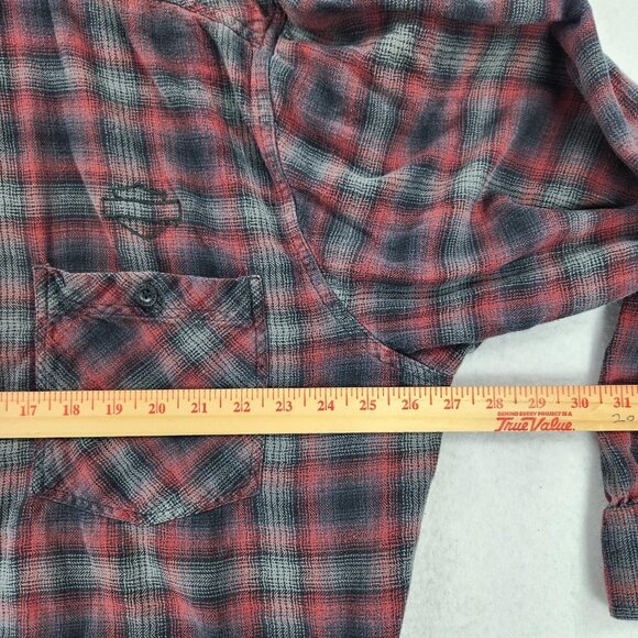 Harley Davidson Shirt Mens 3XL Red Gray Plaid Flannel Button Up Embroidered - Picture 5 of 11
